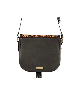 Fauna Sling Bag (Charcoal Black with Printed Flap)-2-sm