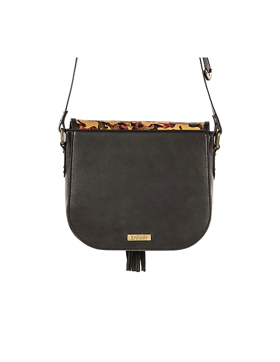 Fauna Sling Bag (Charcoal Black with Printed Flap)-2
