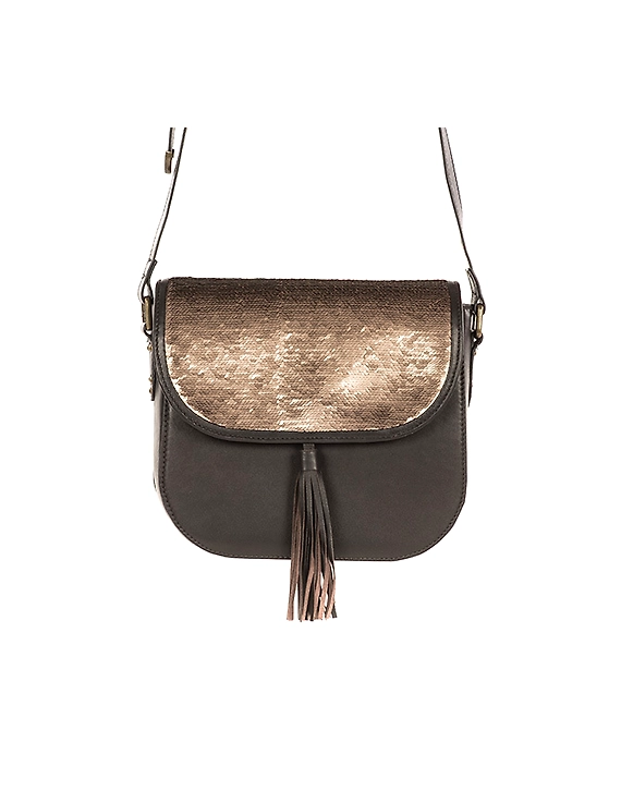 Fauna Sling Bag (Chocolate Brown with Sequins flap)-FUN96