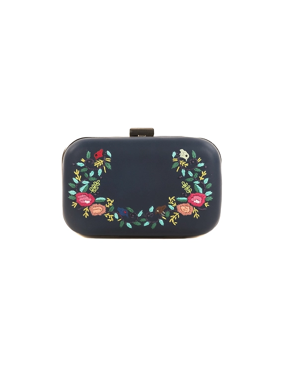 Summer floret box clutch (Midnight blue)-4