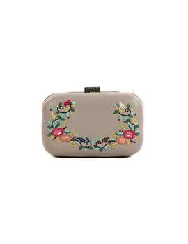 Summer floret box clutch (Steel grey)-FUN157-e-sm