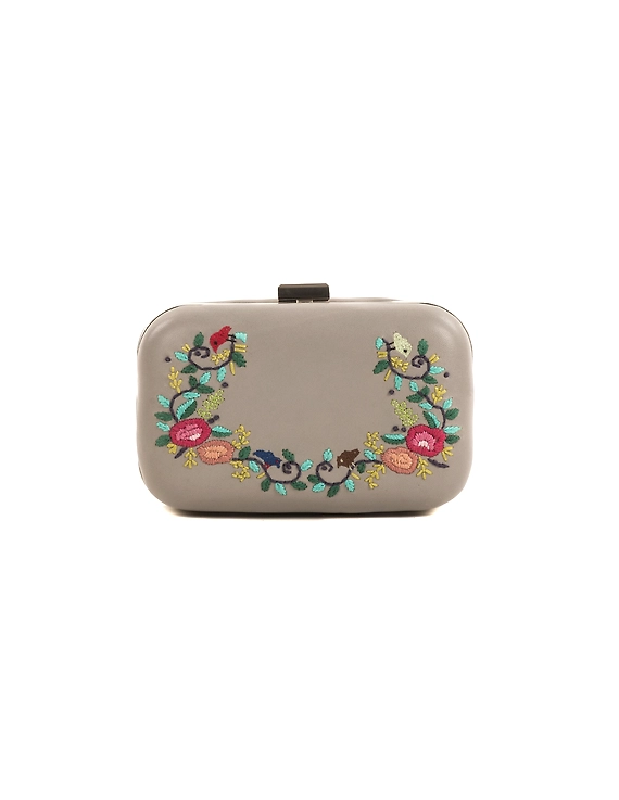 Summer floret box clutch (Steel grey)-FUN157-e