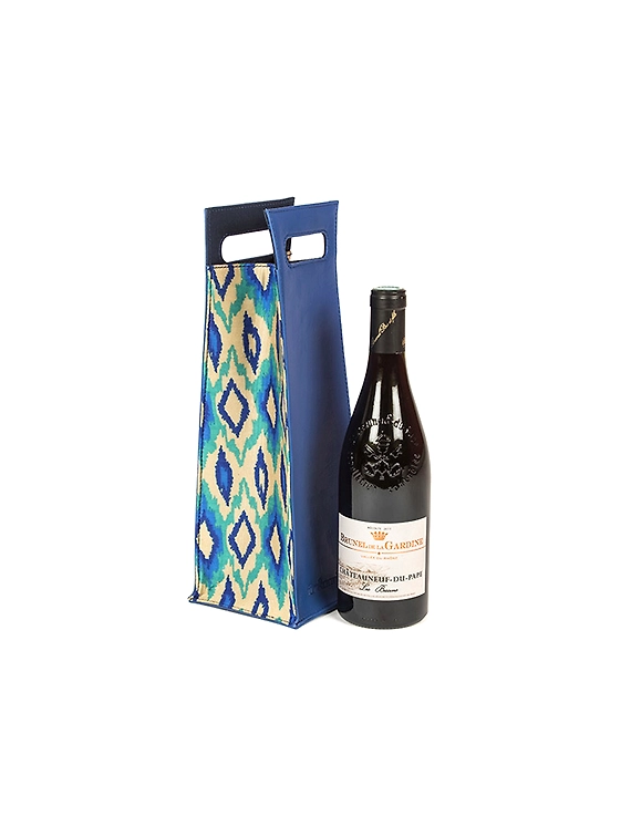 Exotica Wine Bag (Electric Blue with print)-FUN60_b