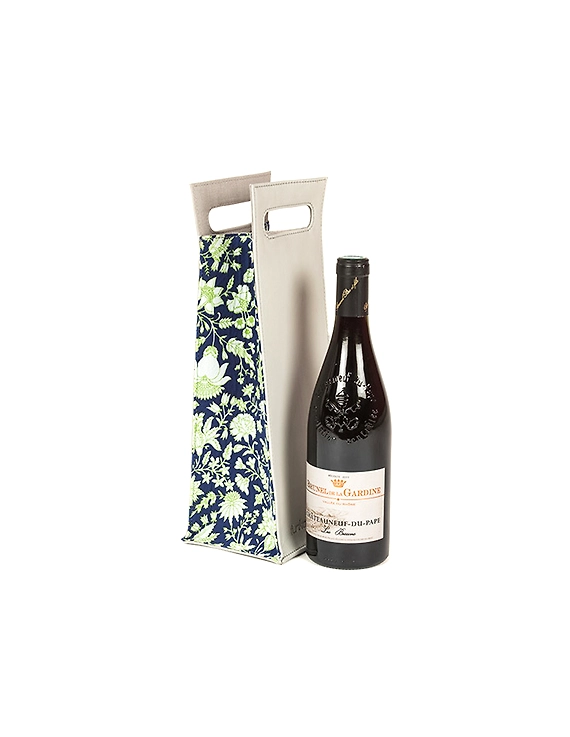 Exotica Wine Bag (Dove Grey with Black print)-FUN60c