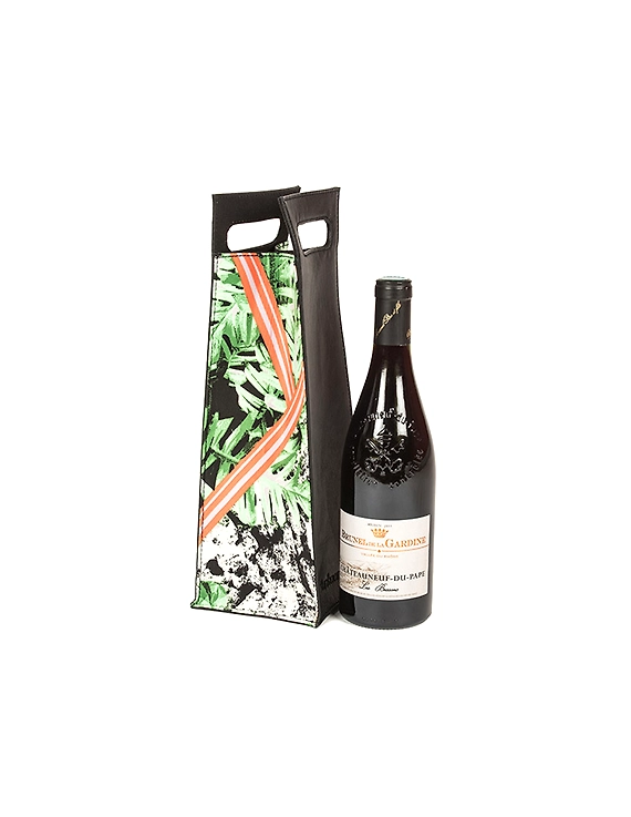 Exotica Wine Bag (Black with Green Abstract print)-FUN60_d
