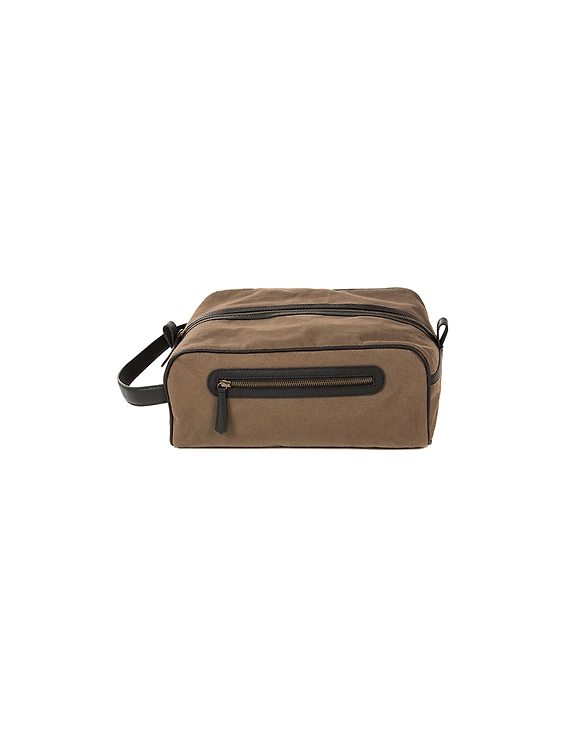 Upbeat Men's Shoe Kit Bag (Army Green Canvas &amp; Black Leather)-FUN57_b