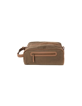 Upbeat Men's Shoe Kit Bag (Army Green Canvas &amp; Tan Leather)-FUN57_a-sm