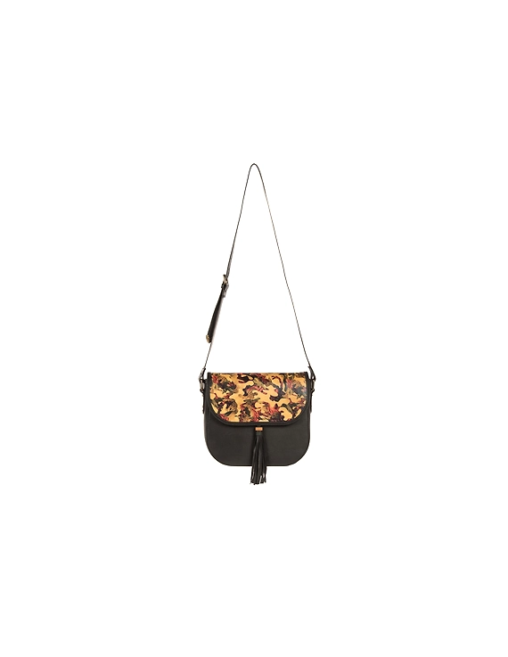 Fauna Sling Bag (Charcoal Black with Printed Flap)-3