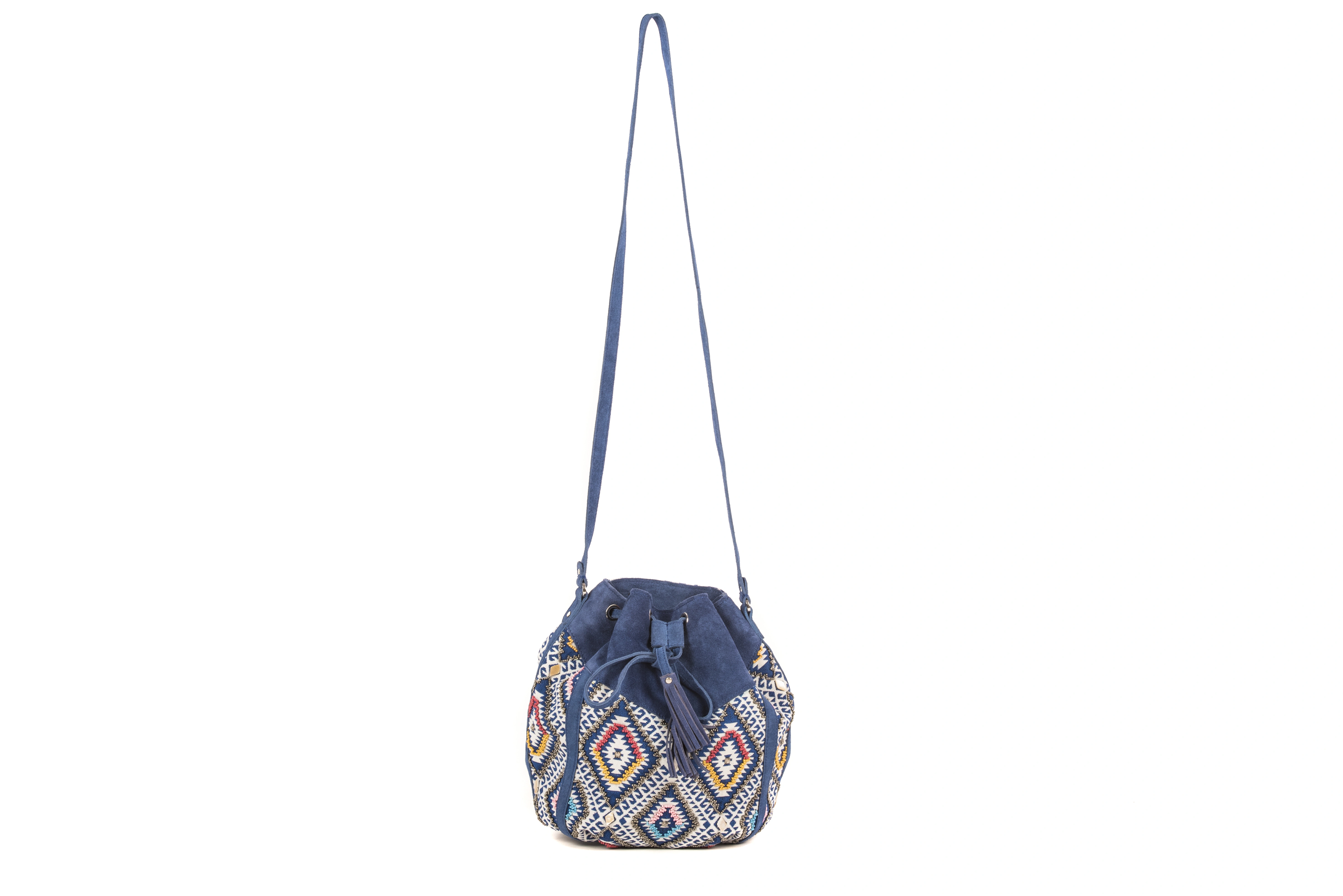 Diva Drawstring Bag (Indigo Blue &amp; White)-3