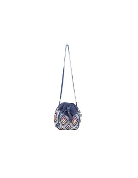 Diva Drawstring Bag (Indigo Blue &amp; White)-3-sm