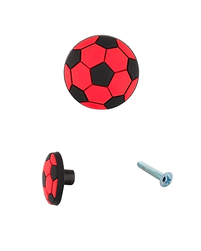 Football Knob red &amp; black-FOOTBALLRED