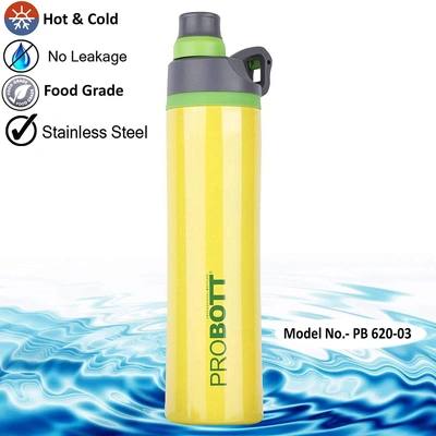 PROBOTT Stainless Steel Double Wall Vacuum Flask Delta Bottle 620ml -PB 620-03 (Colour May Vary)-YELLOW-4