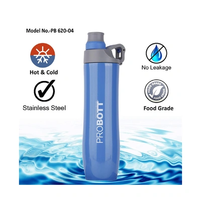 Probott Stainless steel double wall vacuum flask PB 620-04 620 ml Bottle (Colour May Vary)-BLUE-1
