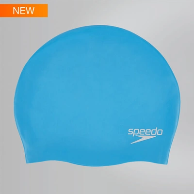 SPEEDO Plain Moulded Silicone Swim Cap-BLUE-SR-2