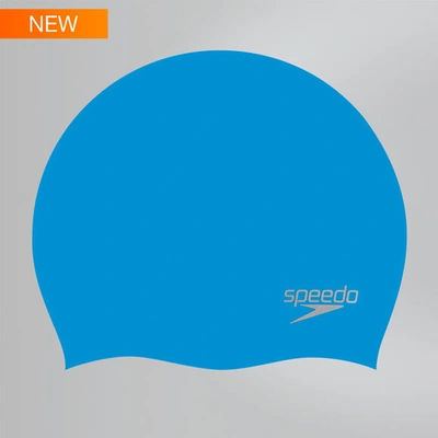 SPEEDO Plain Moulded Silicone Swim Cap-BLUE-SILVER-SR-1