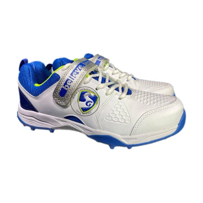 SG Century 4.0 Cricket Shoes-White/Blue/Lime-8-3