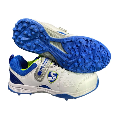 SG Century 4.0 Cricket Shoes-White/Blue/Lime-8-4
