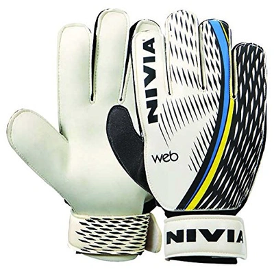 Nivia Web Goalkeeping Gloves-White/Blue-S-3