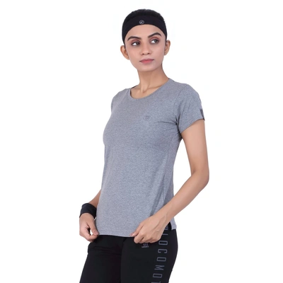 Laasa Solid Women Round Neck Black T-Shirt-Grey-XXL-1
