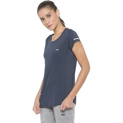 Berge Ladies Round Neck Melange T Shirt Sports Yoga Casual Party-L-Grey-4