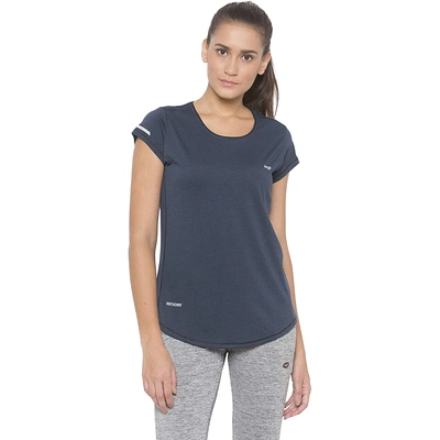 Berge Ladies Round Neck Melange T Shirt Sports Yoga Casual Party-Grey-XL-3