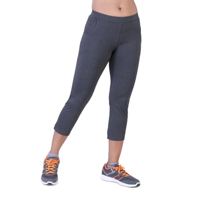 LAASA SPORTS WOMEN'S JUST-DRY SPACE DYED GREY MELANGE CAPRI WITH INSERT POCKETS-GREY-L-3
