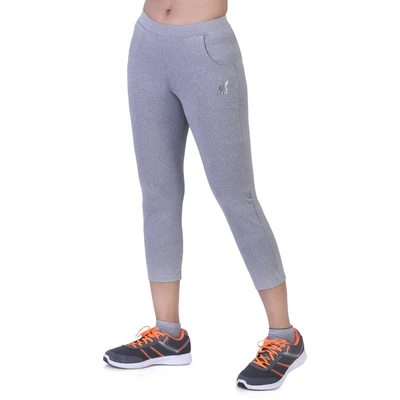 LAASA SPORTS WOMEN'S JUST-DRY SPACE DYED GREY MELANGE CAPRI WITH INSERT POCKETS-L-LIGHT GREY-3