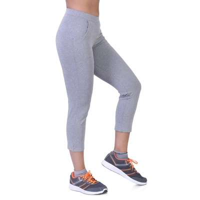 LAASA SPORTS WOMEN'S JUST-DRY SPACE DYED GREY MELANGE CAPRI WITH INSERT POCKETS-L-LIGHT GREY-4