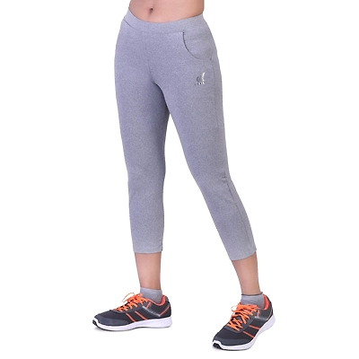 LAASA SPORTS WOMEN'S JUST-DRY SPACE DYED GREY MELANGE CAPRI WITH INSERT POCKETS-XXL-LIGHT GREY-3