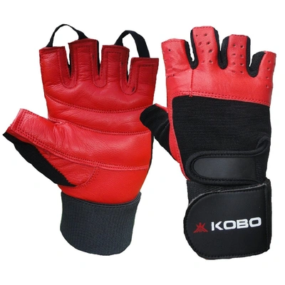 KOBO WEIGHT LIFTING GYM GLOVES-RED-s-2