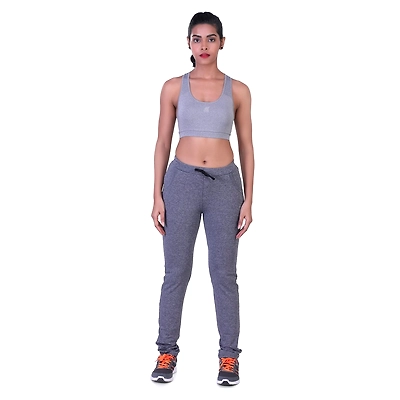 LAASA WOMEN'S SOLID ROXY MELANGE TRACK PANT-XXL-Black-2