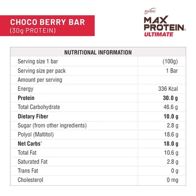 Ritebite Max Protein Ultimate Bars 1200g - Pack Of 12 (100g X 12)-CHOCO BERRY-100 g-2