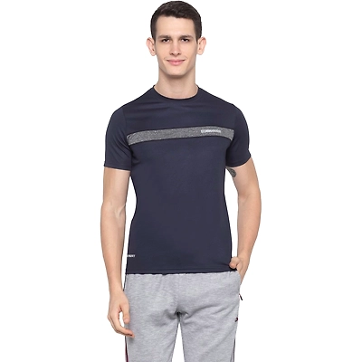 Berge Men Instadry Melange &amp; Solid Round Neck T-Shirt-12453