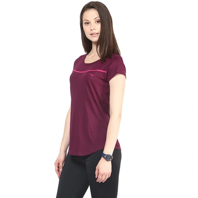 Berge Women Regular Fit T Shirt-WINE-L-1