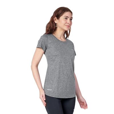 Berge' Ladies Round Neck Melange Long T Shirt Sports Yoga Casual Party Gym-Dark Grey Melange-XL-2