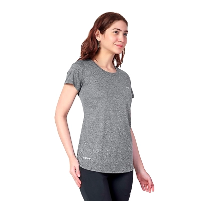 Berge' Ladies Round Neck Melange Long T Shirt Sports Yoga Casual Party Gym-Dark Grey Melange-XXL-2
