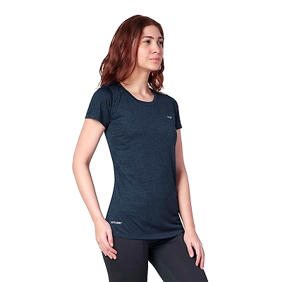 Berge' Ladies Round Neck Melange Long T Shirt Sports Yoga Casual Party Gym-Navy Melange-XL-2