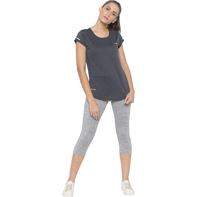 Berge' Ladies Round Neck T Shirt Sports Yoga Casual Party-XL-Dark Grey Melange-2