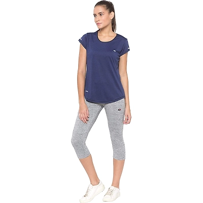 Berge' Ladies Round Neck T Shirt Sports Yoga Casual Party-XXL-INDIGO MELANGE-2