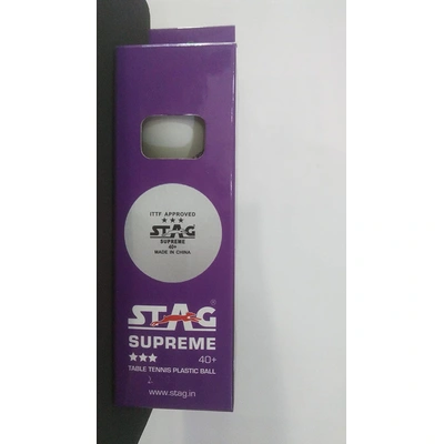 Stag Supreme Three Star Plastic Table Tennis Balls-White-1