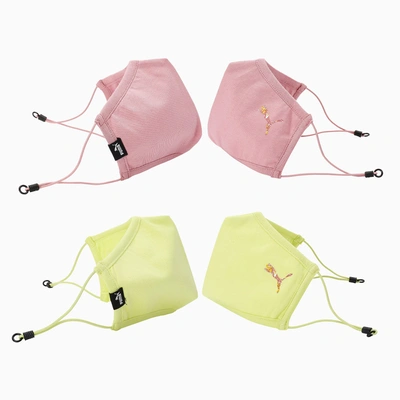 PUMA Adjustable Face Mask Set of Two-Yellow/Pink-M-2