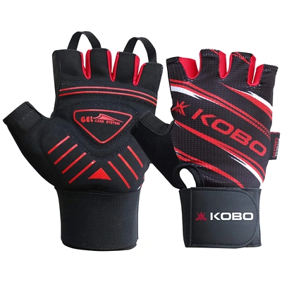 Kobo WTG-37 Gym Gloves - (Multicolour)-RED BLACK-M-1