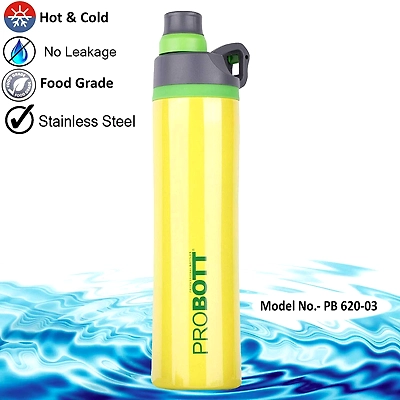 PROBOTT Stainless Steel Double Wall Vacuum Flask Delta Bottle 620ml -PB 620-03 (Colour May Vary)-YELLOW-1