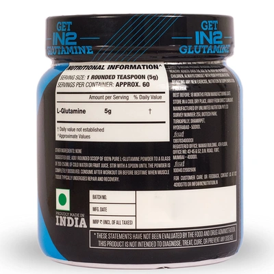 IN2 GLUTAMINE 300 g MUSCLE RECOVERY-300 g-Unflavoured-1