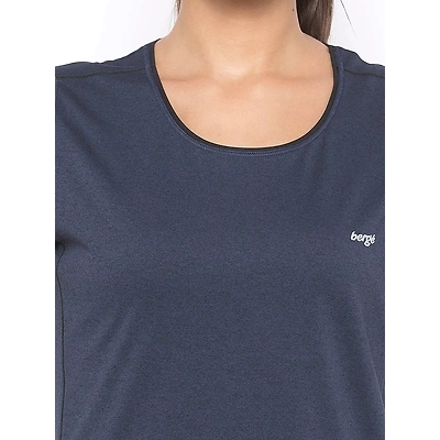 Berge Ladies Round Neck Melange T Shirt Sports Yoga Casual Party-Grey-XXL-2