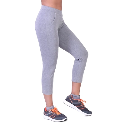 LAASA SPORTS WOMEN'S JUST-DRY SPACE DYED GREY MELANGE CAPRI WITH INSERT POCKETS-L-LIGHT GREY-1