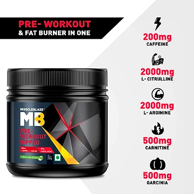 MuscleBlaze Pre-Workout Ripped-250g (Green Apple)-250 GRAMS-GREEN APPLE-2