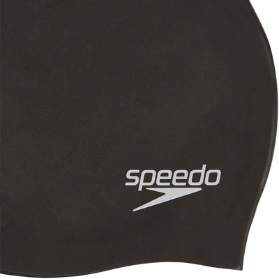 Speedo Moulded Silicone Swim Cap-BLACK-JUNIOR-1