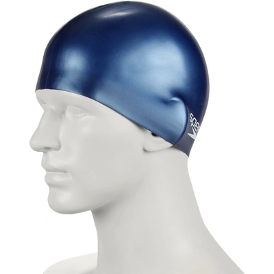 Speedo Ergonomic 3D Plain Moulded Silicone Swim Cap-N BLUE-ADULT-2