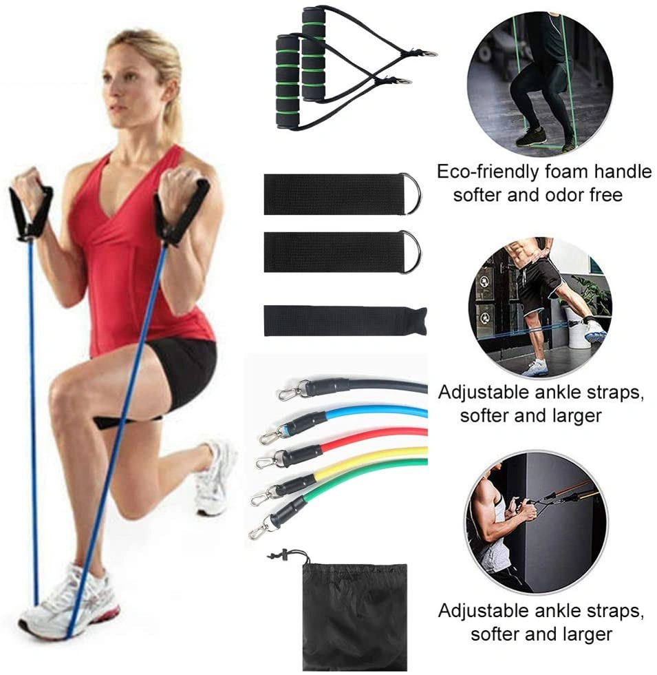 Resistance Bands 17Pcs Set Yoga Exercise Rubber Loop Tube Fitness Accessories